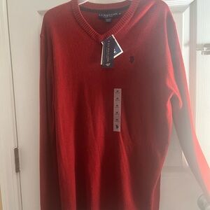 U.S. Polo Assn. Men's Classic Red V-Neck Sweater